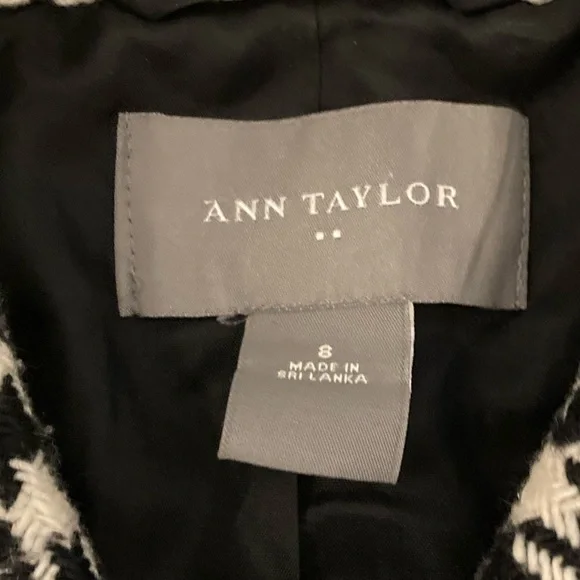 Ann Taylor Black and White Houndstooth Pea Coat - Picture 3 of 10